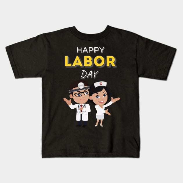 Happy Labor Day Kids T-Shirt by Pieartscreation